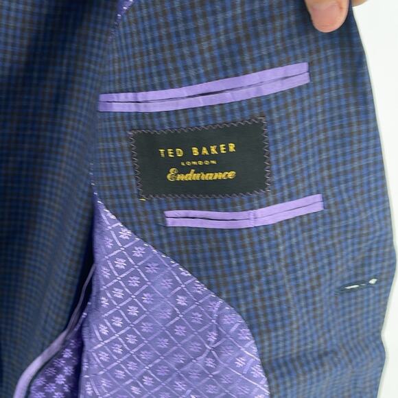 Ted Baker 100% wool plaid lightly lined sport coat blazer sz 44R - Picture 4 of 6